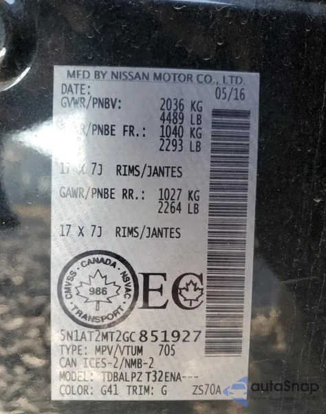 2016 Nissan Rogue S from USA, damaged, VIN 5N1AT2MT2GC851927